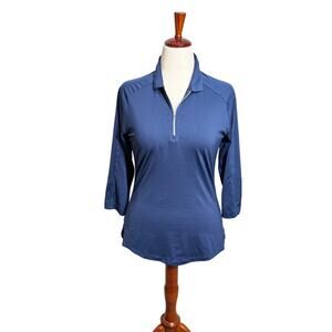 Calloway Opti Dry womens top navy blue 1/4 zip collar 3/4 sleeve knit golf Sz M